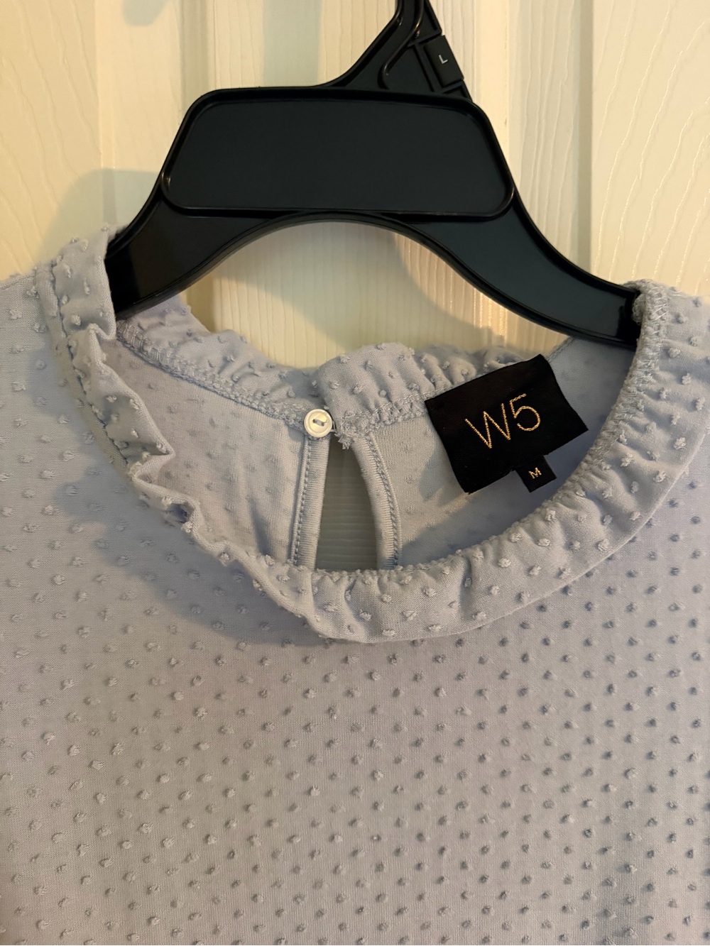 W5 Light Blue Sleeveless Ruffle Neck Tank - Picture 3 of 3